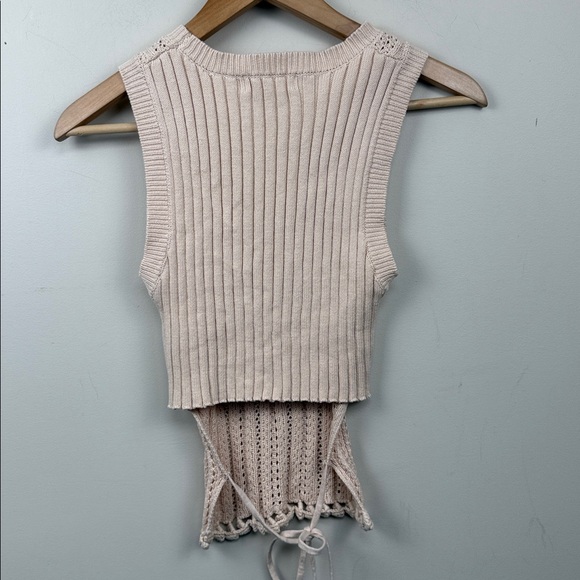 Heartloom Crochet Knit Tie-back Tank Top Vest Sleeveless Boho Cream xs - Picture 8 of 9